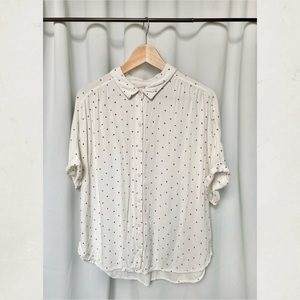 Universal Thread Short Sleeve Button Up Collared Shirt With Cross Pattern